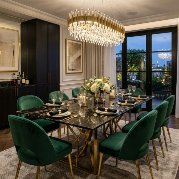 بوفيه زجاجي ذهبي أوريليا | Aurelia Gold Glass Buffet